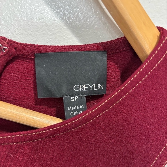 Anthropologie Greylin Bordo Jumpsuit Belted Maroon Red Pockets Size SP - Picture 3 of 12